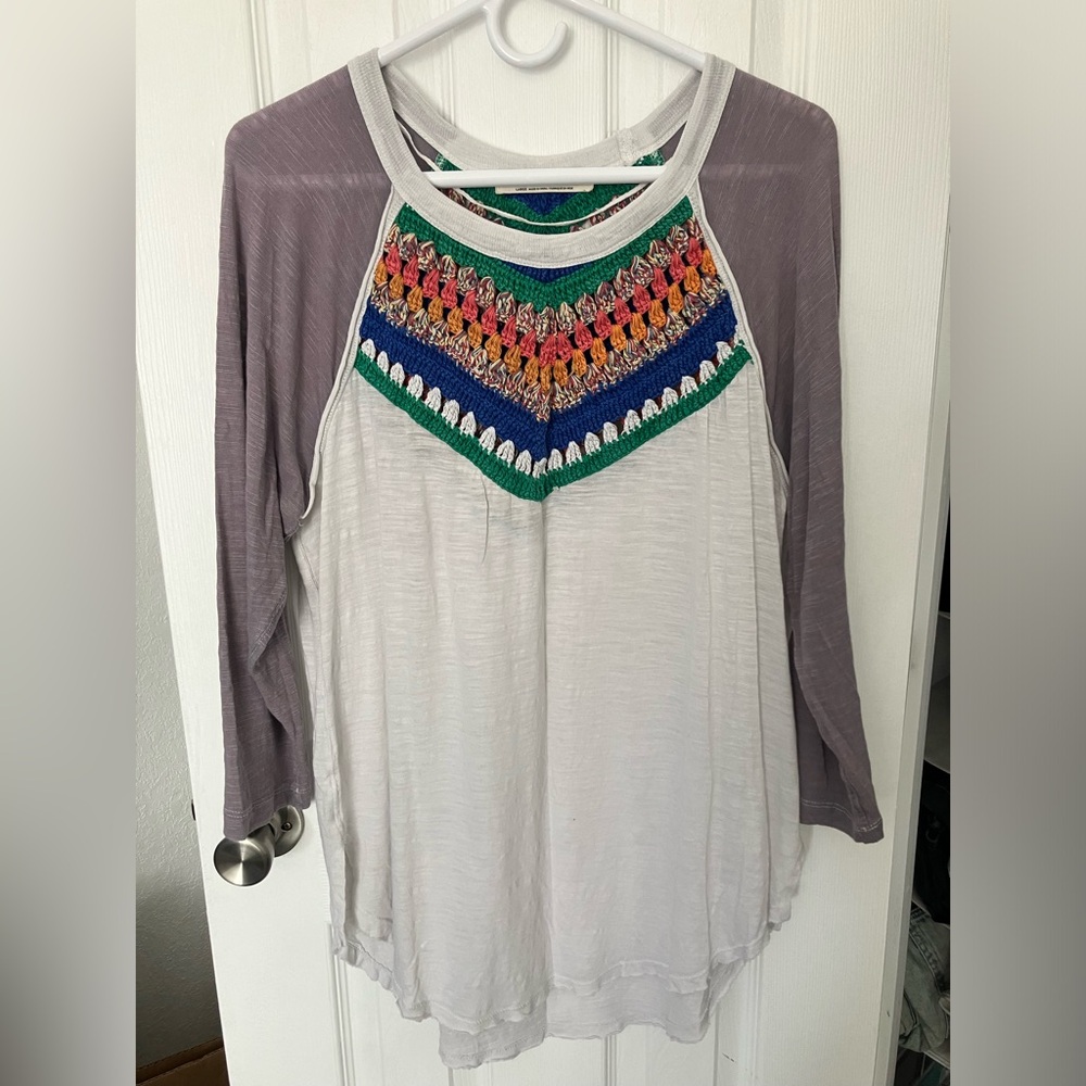 Free People crochet raglan baseball tee